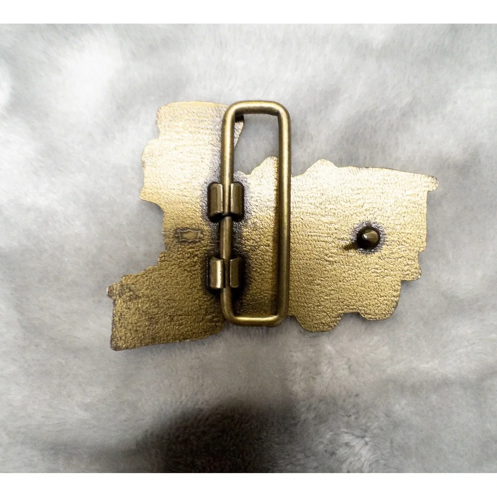 Vintage 1980's Brass Locomotive Belt Buckle Western Railroad Steam Engine